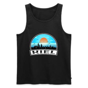 Kiel Germany Skyline Vintage Sunset Travel Souveni - Men's Premium Organic Tank Top - black - Front - AI Model Male 178 light (178cm)