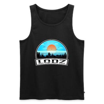 Lodz Pologne Skyline Vintage Sunset Souvenir de voyage - Débardeur bio Premium Homme - noir - Devant - Michal (187cm)