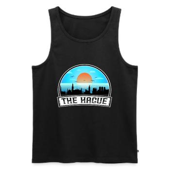 Den Haag Niederlande Skyline Vintage Sunset Trave - Männer Premium Bio Tank Top - Schwarz - Vorne - AI Model Male 178 light (178cm)