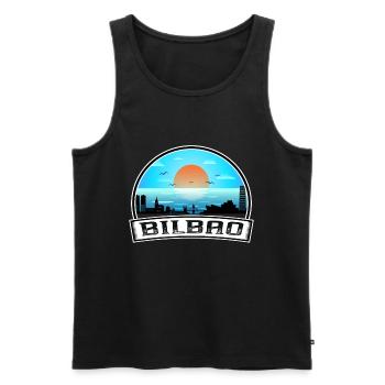 Bilbao Spain Skyline Vintage Sunset Travel Souveni - Men's Premium Organic Tank Top - black - Front - AI Model Male 178 light (178cm)