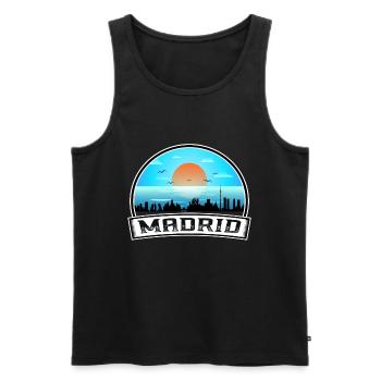 Madrid Espagne Skyline Vintage Sunset Travel Souveni - Débardeur bio Premium Homme - noir - Devant - AI Model Male 178 light (178cm)