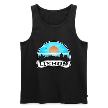 Lisbonne Portugal Skyline Vintage Sunset Travel Souv - Débardeur bio Premium Homme - noir - Devant - Michal (187cm)