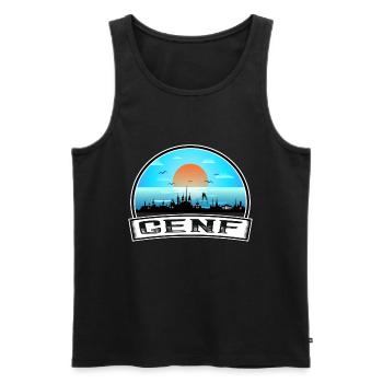 Genf Schweiz Skyline Vintage Sunset Travel Sou - Männer Premium Bio Tank Top - Schwarz - Vorne - Michal (187cm)