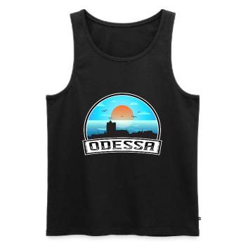 Odessa Ukraine Skyline Vintage Sunset Travel Souve - Men's Premium Organic Tank Top - black - Front - AI Model Male 178 light (178cm)