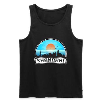 Shanghai China Skyline Vintage Sunset Travel Souve - Männer Premium Bio Tank Top - Schwarz - Vorne - Michal (187cm)