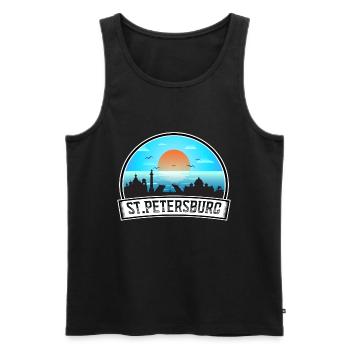Saint-Pétersbourg Russie Skyline Vintage Sunset Travel - Débardeur bio Premium Homme - noir - Devant - Michal (187cm)