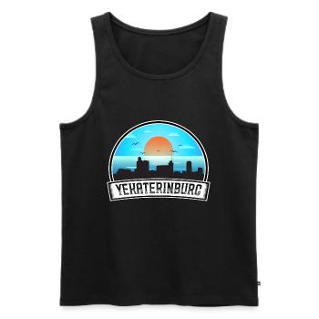 Ekaterinbourg Russie Skyline Vintage Sunset Travel - Débardeur bio Premium Homme - noir - Devant - Michal (187cm)