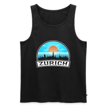 Zurich Suisse Skyline Vintage Sunset Travel S - Débardeur bio Premium Homme - noir - Devant - Michal (187cm)