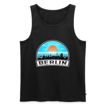 Berlin Allemagne Skyline Vintage Sunset Travel Souve - Débardeur bio Premium Homme - noir - Devant - Michal (187cm)