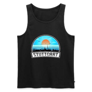 Stuttgart Allemagne Skyline Vintage Sunset Travel So - Débardeur bio Premium Homme - noir - Devant - Michal (187cm)