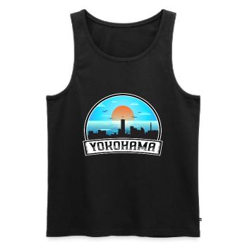 Yokohama Japan Skyline Vintage Sunset Travel Souve - Männer Premium Bio Tank Top - Schwarz - Vorne - Michal (187cm)