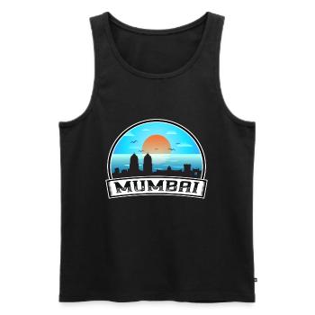 Mumbai India Skyline Vintage Sunset Travel Souveni - Men's Premium Organic Tank Top - black - Front - AI Model Male 178 light (178cm)