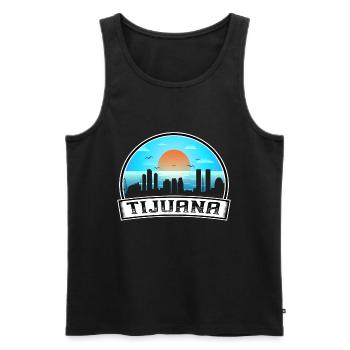Tijuana Mexico Skyline Vintage Sunset Travel Souve - Men's Premium Organic Tank Top - black - Front - Michal (187cm)
