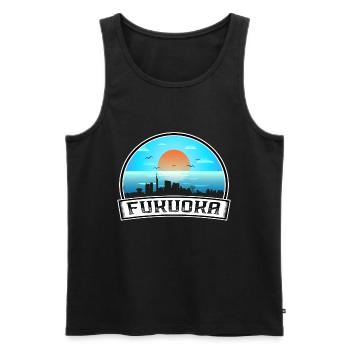 Fukuoka Japan Skyline Vintage Sunset Travel Souven - Men's Premium Organic Tank Top - black - Front - Michal (187cm)