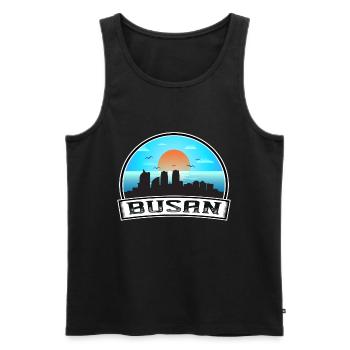 Busan Südkorea Skyline Vintage Sonnenuntergang Reisen So - Männer Premium Bio Tank Top - Schwarz - Vorne - Michal (187cm)