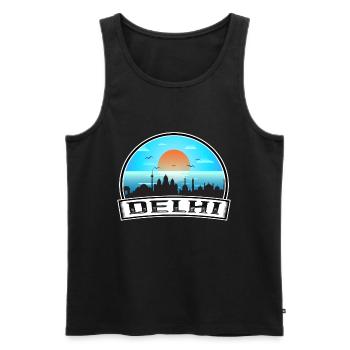 Delhi Inde Skyline Vintage Sunset Souvenir de voyage - Débardeur bio Premium Homme - noir - Devant - AI Model Male 178 light (178cm)