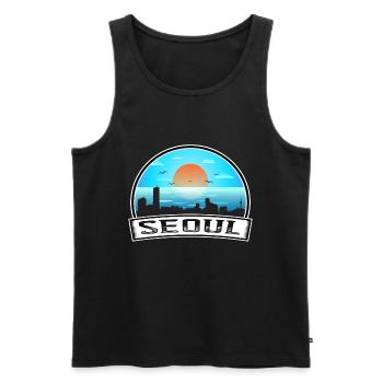 Seoul Südkorea Skyline Vintage Sonnenuntergang Reisen So - Männer Premium Bio Tank Top - Schwarz - Vorne - Michal (187cm)