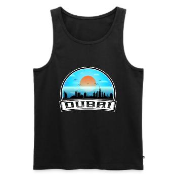 Dubai Uae Skyline Vintage Sunset Travel Souvenir - Men's Premium Organic Tank Top - black - Front - AI Model Male 178 light (178cm)