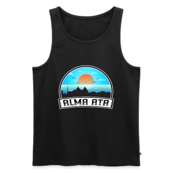 Alma Ata Kasachstan Skyline Vintage Sonnenuntergang Reisen - Männer Premium Bio Tank Top - Schwarz - Vorne - AI Model Male 178 light (178cm)