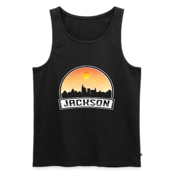 Jackson Mississippi Usa Skyline Vintage Sunset Tra - Men's Premium Organic Tank Top - black - Front - AI Model Male 178 light (178cm)