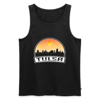 Tulsa Oklahoma Usa Skyline Vintage Sunset Travel S - Men's Premium Organic Tank Top - black - Front - AI Model Male 178 light (178cm)
