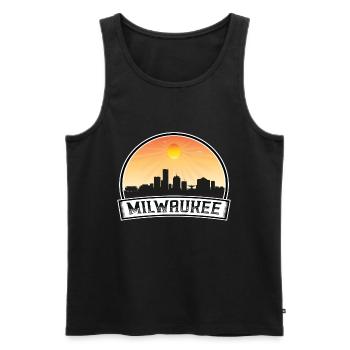 Milwaukee Wisconsin États-Unis Skyline Vintage Sunset Tra - Débardeur bio Premium Homme - noir - Devant - Michal (187cm)