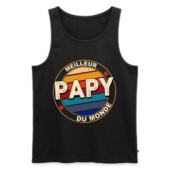Meilleur Papy du monde Mon Papy Déchire - Débardeur bio Premium Homme - noir - Devant - AI Model Male 178 light (178cm)