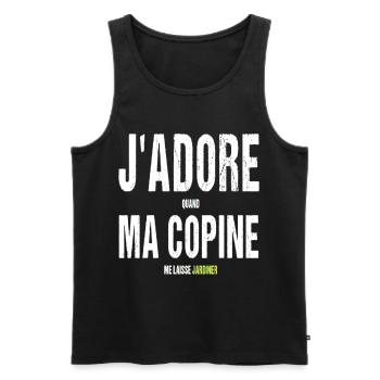 Jardinage ma copine me laisse jardiner humour - Débardeur bio Premium Homme - noir - Devant - Michal (187cm)