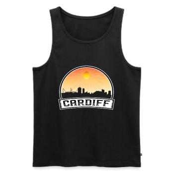 Cardiff Pays de Galles Skyline Vintage Sunset Travel Souven - Débardeur bio Premium Homme - noir - Devant - Michal (187cm)