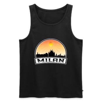 Milan Italy Skyline Vintage Sunset Travel Souvenir - Men's Premium Organic Tank Top - black - Front - Michal (187cm)