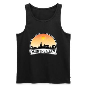 Montpellier France Skyline Vintage Sunset Travel S - Débardeur bio Premium Homme - noir - Devant - AI Model Male 178 light (178cm)