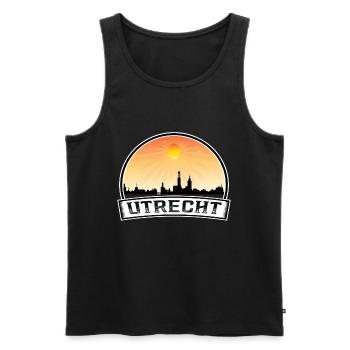 Utrecht Netherlands Skyline Vintage Sunset Travel - Men's Premium Organic Tank Top - black - Front - Michal (187cm)