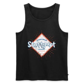 Stuttgart Germany City Skyline Home Love - Men's Premium Organic Tank Top - black - Front - AI Model Male 178 light (178cm)