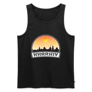Charkiw Ukraine Skyline Vintage Sonnenuntergang Reise Souv - Männer Premium Bio Tank Top - Schwarz - Vorne - Michal (187cm)