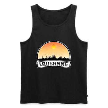 Lausanne Suisse Skyline Vintage Sunset Travel - Débardeur bio Premium Homme - noir - Devant - Michal (187cm)