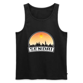 Sendai Japan Skyline Vintage Sonnenuntergang Reise Souveni - Männer Premium Bio Tank Top - Schwarz - Vorne - Michal (187cm)