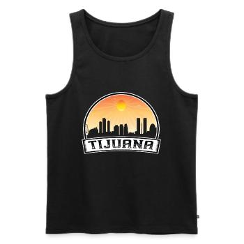 Tijuana Mexico Skyline Vintage Sunset Travel Souve - Men's Premium Organic Tank Top - black - Front - Michal (187cm)