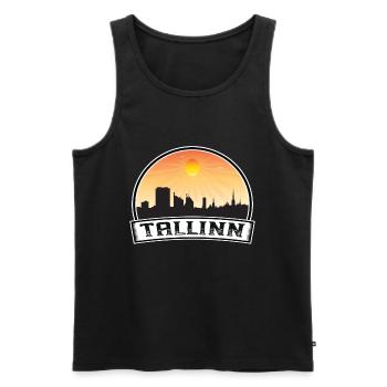 Tallinn Estland Skyline Vintage Sonnenuntergang Reise Souv - Männer Premium Bio Tank Top - Schwarz - Vorne - AI Model Male 178 light (178cm)