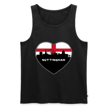 Nottingham England Flag Skyline Travel Souvenir - Men's Premium Organic Tank Top - black - Front - AI Model Male 178 light (178cm)