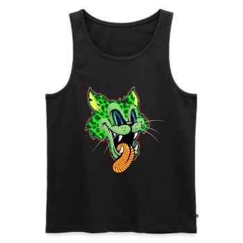 Leopard Grün Comic Psychedelisch - Männer Premium Bio Tank Top - Schwarz - Vorne - AI Model Male 178 light (178cm)