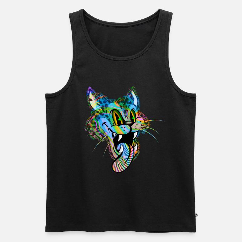 Leopard Comic Psychedelisch - Männer Premium Bio Tank Top - Schwarz