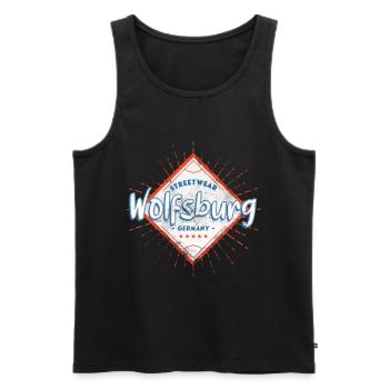 Wolfsburg Allemagne Ville Skyline Home Love - Débardeur bio Premium Homme - noir - Devant - Michal (187cm)