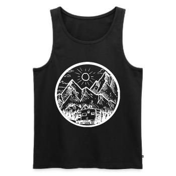 Mountain - Camping Van - (12) - Men's Premium Organic Tank Top - black - Front - AI Model Male 178 light (178cm)
