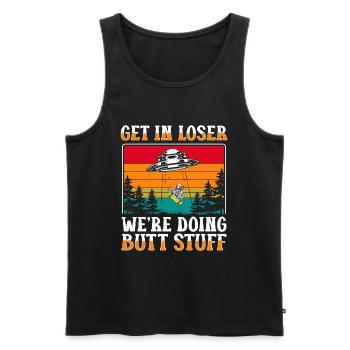 Außerirdischer Invasion Außerirdisch Untertasse - Männer Premium Bio Tank Top - Schwarz - Vorne - AI Model Male 178 light (178cm)