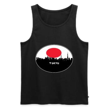 Tokyo Japon Drapeau Skyline Silhouette Travel - Débardeur bio Premium Homme - noir - Devant - AI Model Male 178 light (178cm)