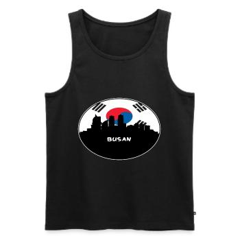 Busan South Korea Flag Skyline Silhouette Travel - Men's Premium Organic Tank Top - black - Front - Michal (187cm)