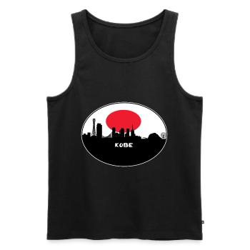 Kobe-Japan-Flaggen-Skyline-Schattenbild-Reise - Männer Premium Bio Tank Top - Schwarz - Vorne - Michal (187cm)