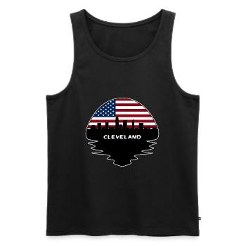 Cleveland Ohio Usa Flag Skyline Silhouette Travel - Men's Premium Organic Tank Top - black - Front - Michal (187cm)