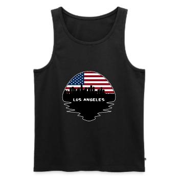 Los Angeles California Usa Flag Skyline Silhouette - Débardeur bio Premium Homme - noir - Devant - AI Model Male 178 light (178cm)