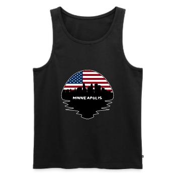 Minneapolis Minnesota Usa Flag Skyline Silhouette - Men's Premium Organic Tank Top - black - Front - AI Model Male 178 light (178cm)